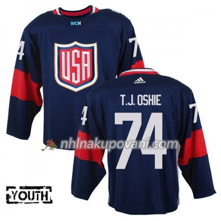 USA Dresy T.J. Oshie 74 Světový pohár v ledním hokeji 2016 Modrá Premier - Dětské USA Dresy T.J. Oshie 74 Světový pohár v ledním hokeji 2016 Modrá Premier - Dětské